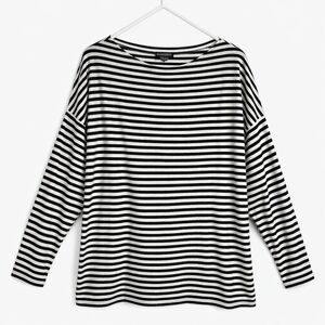 AllSaints Oversized Black White Striped Long Sleeve Top Size Small